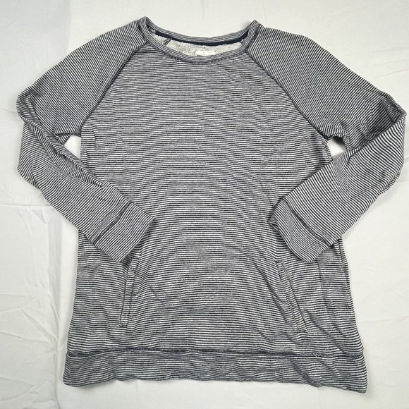 Lou & Grey Women Pullover Sweater Blue‎ White Striped Long Sleeve Raglan XL - Picture 1 of 13